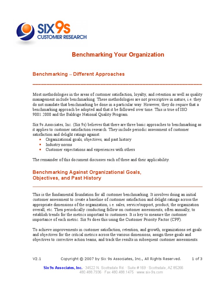 Benchmarking Your Org | PDF | Customer Satisfaction | Benchmarking