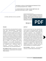 Conciencia Ecológica en El Consumo de Productos