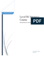 Level B1 Intensive Course: Worksheet For Week 8