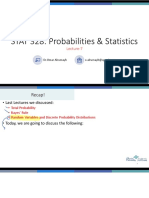STAT 328: Probabilities & Statistics: Lecture-7