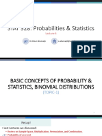 STAT 328: Probabilities & Statistics: Lecture-6