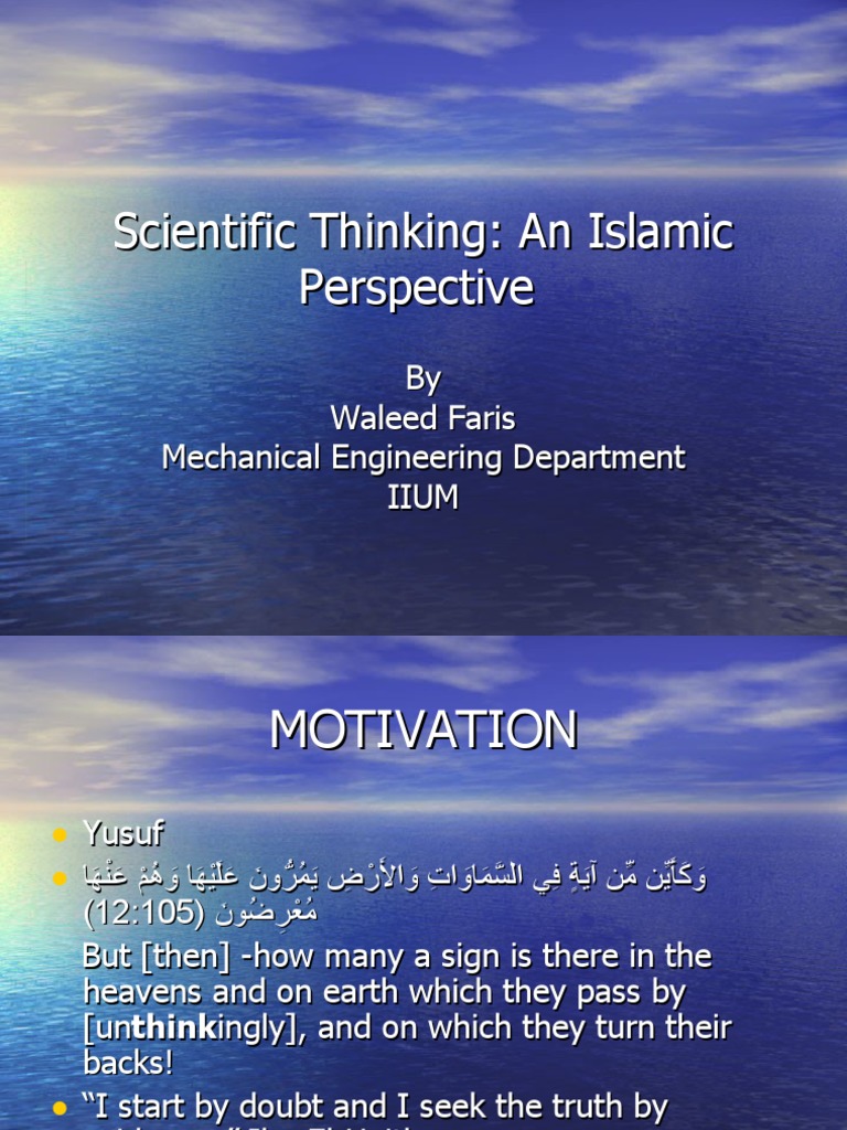 Scientific Thinking An Islamic Perspective Pdf Critical Thinking