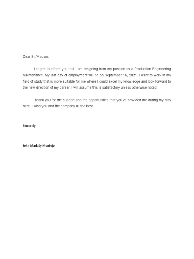 Resignation | PDF