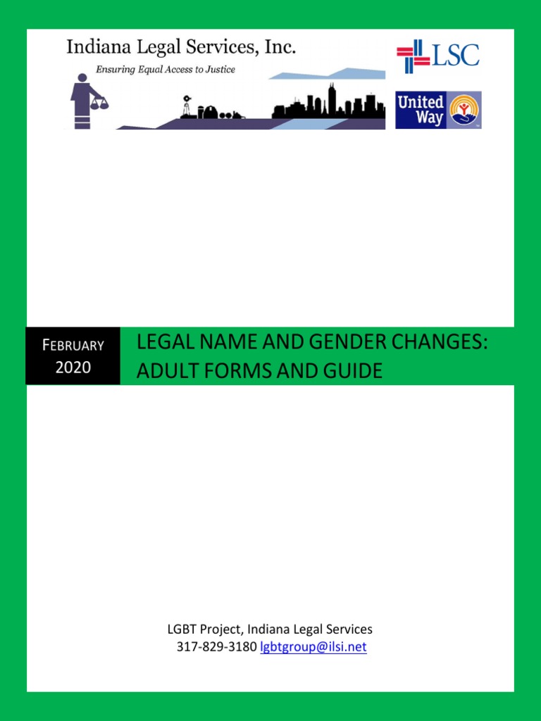 Legal Name AND Gender Changes Adult Forms AND Guide Ebruary PDF