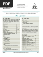 CRC - Liquor List: Bar Stock Items Bar Stock Items