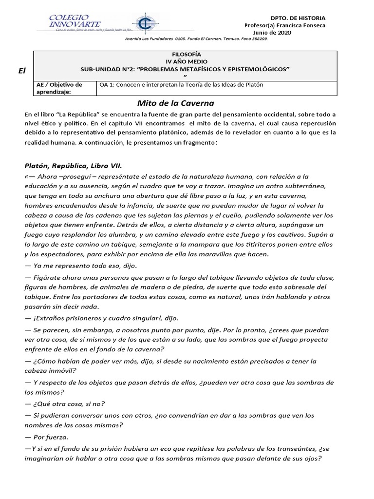 Guía Platón Iv Medio | PDF | Platón
