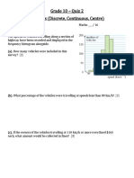 Grade 10 - Quiz 2 Statistics (Discrete, Continuous, Centre)