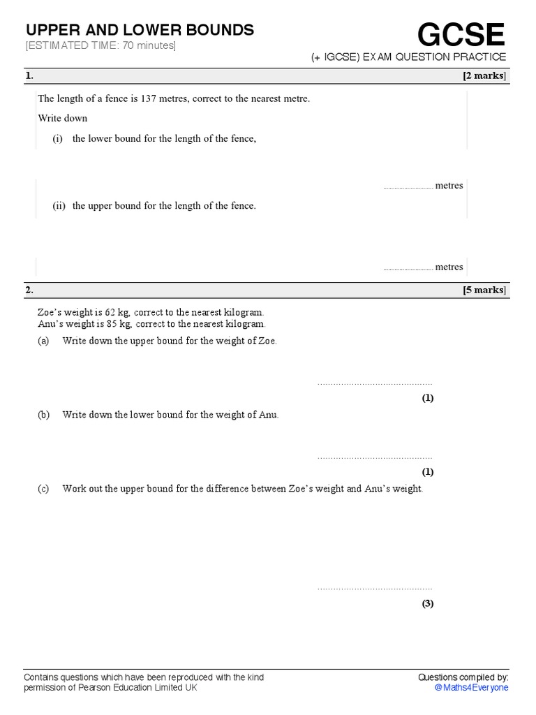 IGCSE Upper and Lower Bounds Practice | PDF | Area | Significant Figures