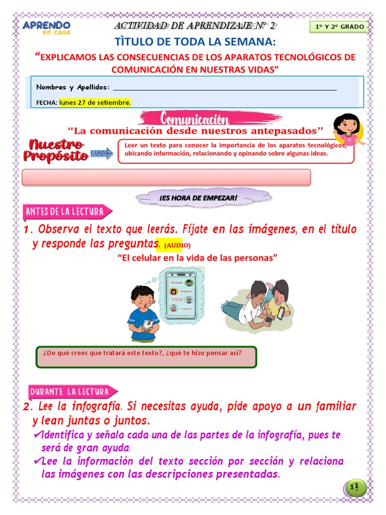 ACTIVIDADES DEL 27 AL 01 de Octubre | PDF | Teléfonos móviles | Internet