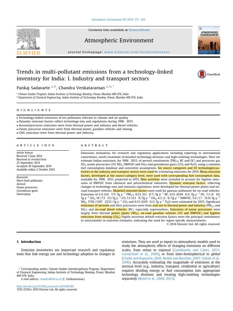 EMission Inventory SMOG I | PDF | Emission Intensity | Exhaust Gas