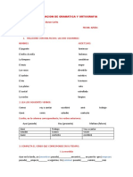 Evaluacion de Gramatica y Ortografia 2do Trimestre