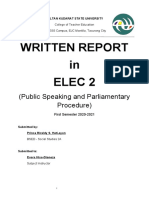 Written Report in Elec 2: (Public Speaking and Parliamentary Procedure)
