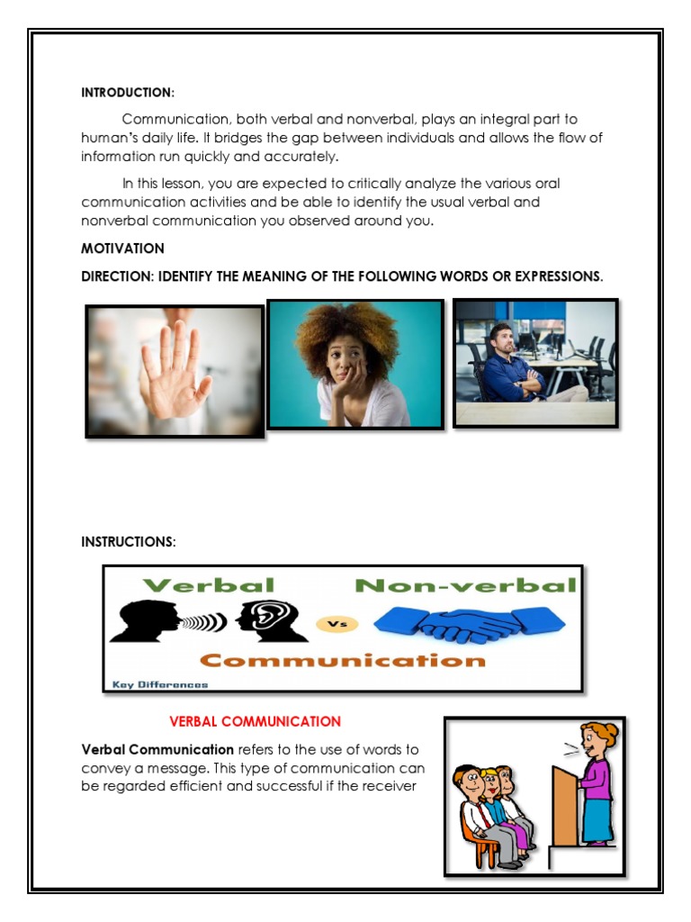 Verbal and Nonverbal Communication Guide | PDF | Communication ...