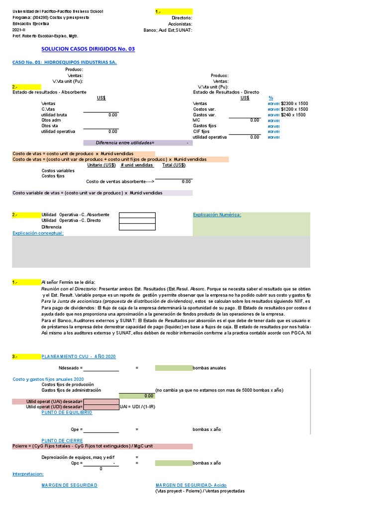 Análisis de Costos y Presupuesto 2021 | PDF | Estado de resultados ...