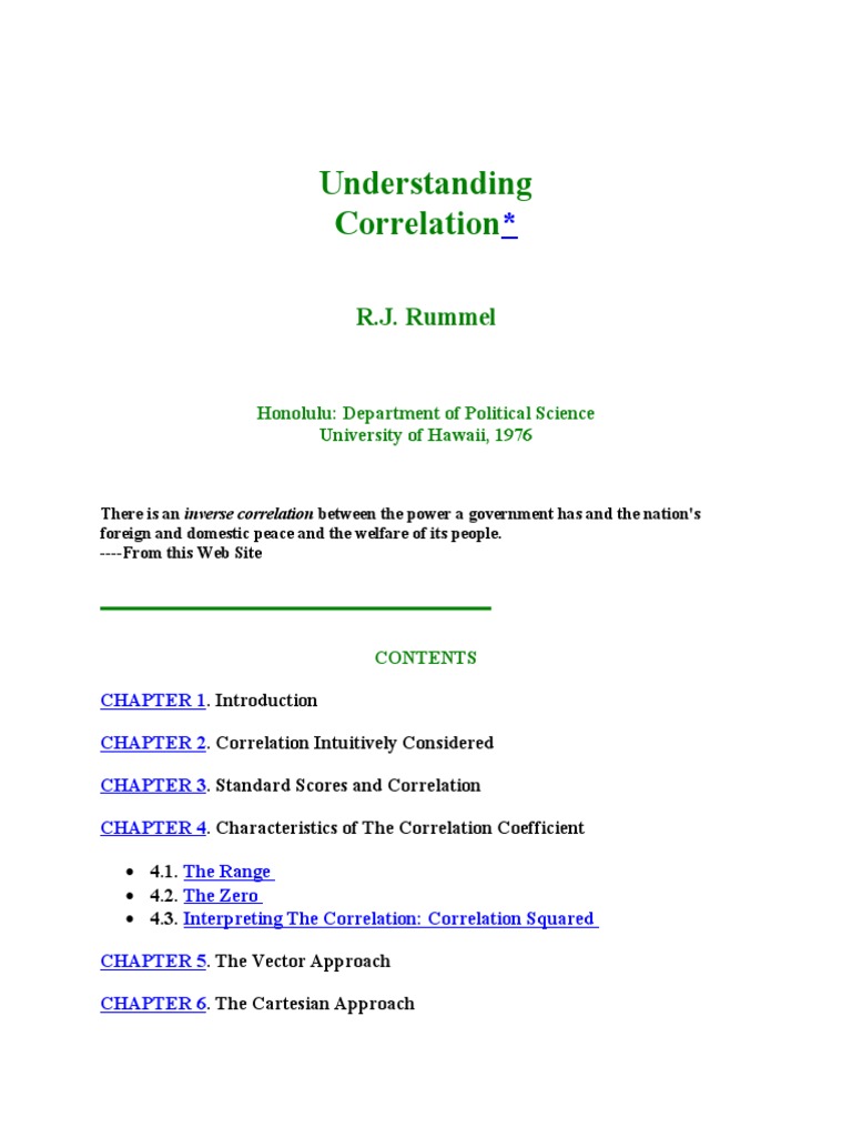 Understanding Correlation-RJ Rummel | PDF | Correlation And Dependence ...