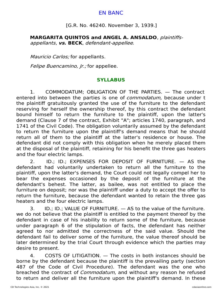 Quintos v. Beck PDF Judgment (Law) Lawsuit