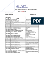 School of Information Technology and Engineering DA1 - : Registe RNO Name Topic