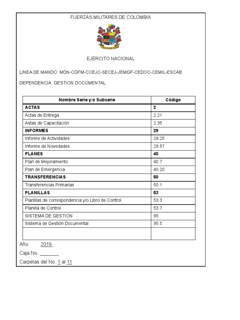 Rótulos para Cajas de Archivo Militar | PDF