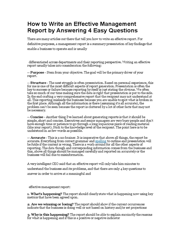 How To Write An Effective Management Report by Answering 4 Easy ...