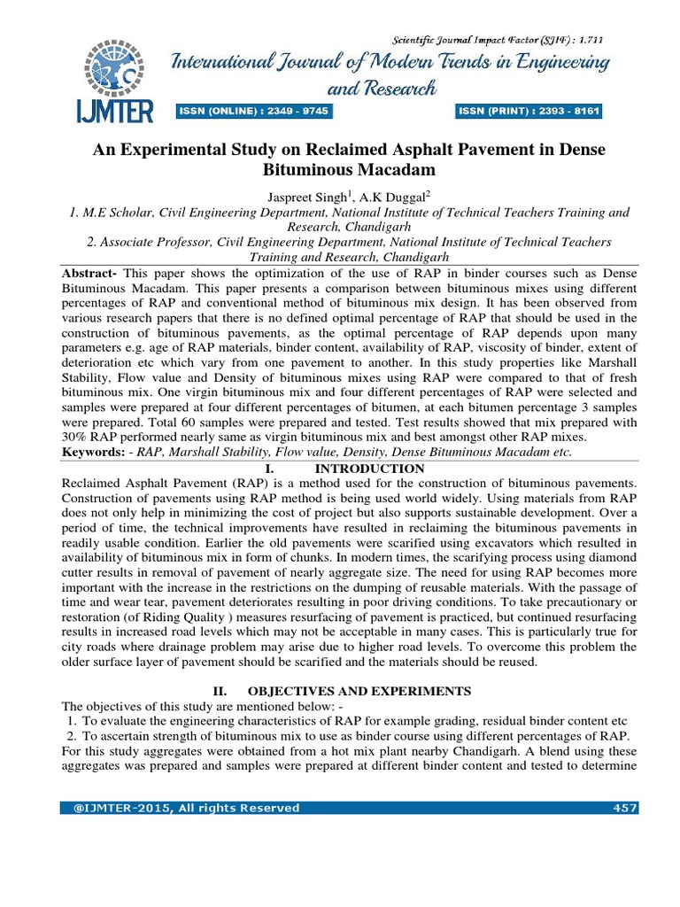 Reclaimed Asphalt Pavement Rap | PDF | Asphalt | Road Surface
