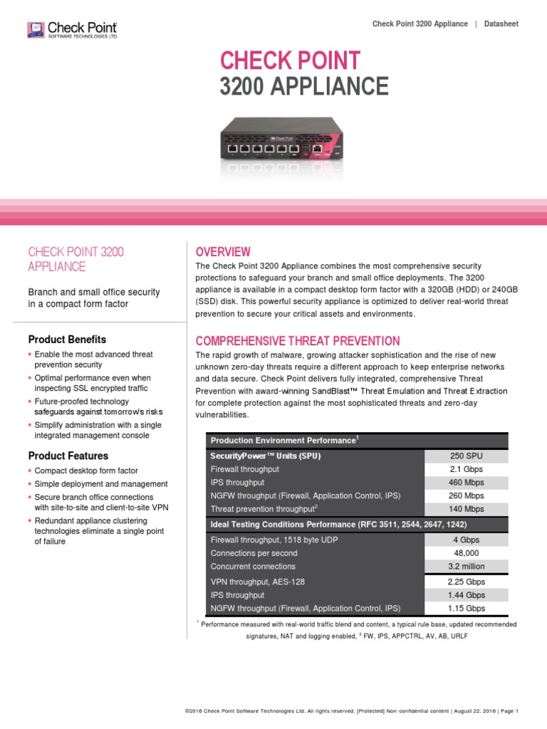 Checkpoint 3200 Appliance Datasheet PDF Antivirus Software