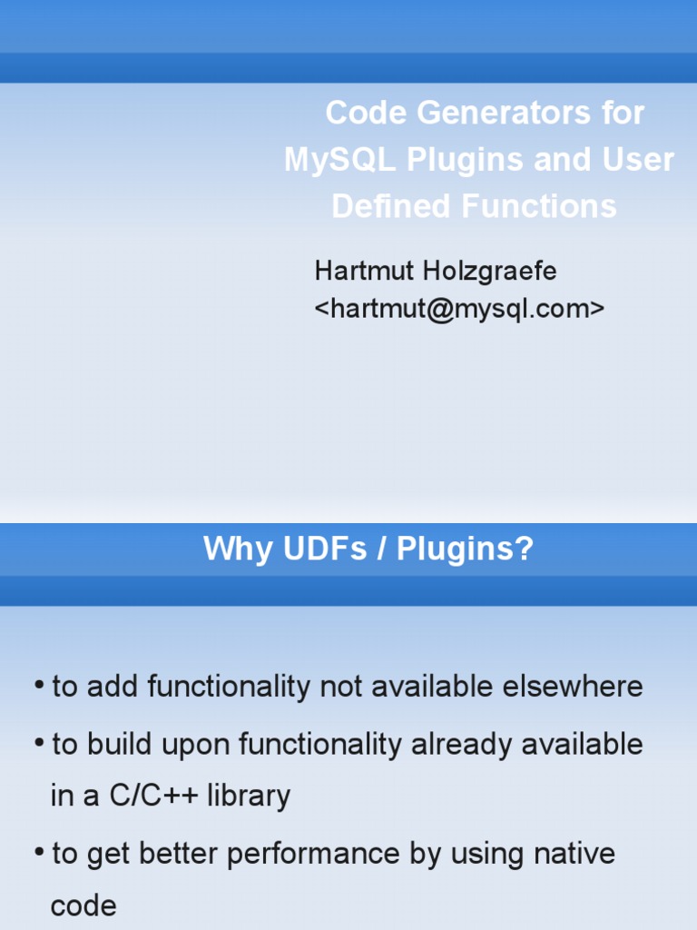 A Code Stub Generator For MySQL and Drizzle Plugins Presentation | PDF ...