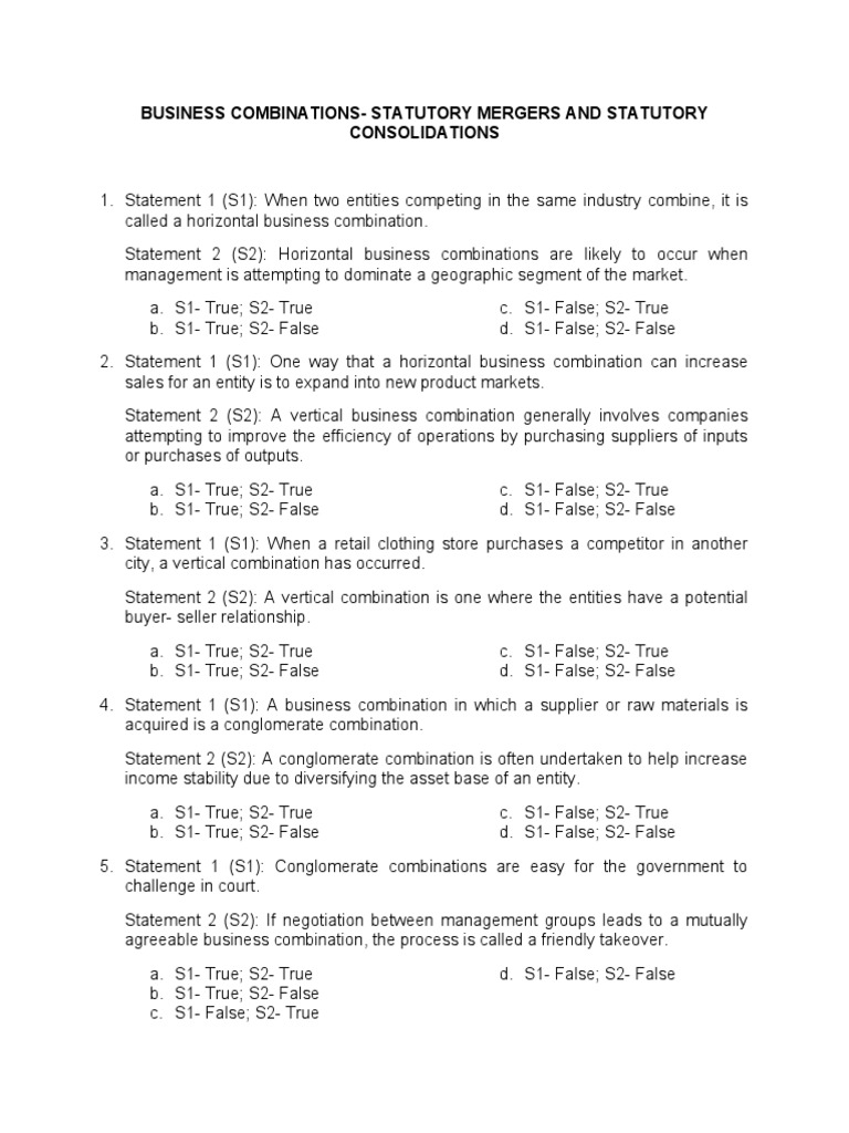 Statutory Mergers and Consolidations Explained | PDF | Mergers And ...