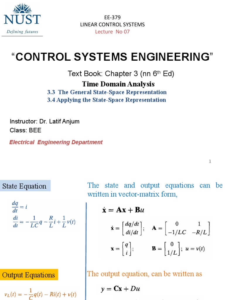 State-Space Representation in Control Systems | PDF | Electrical ...