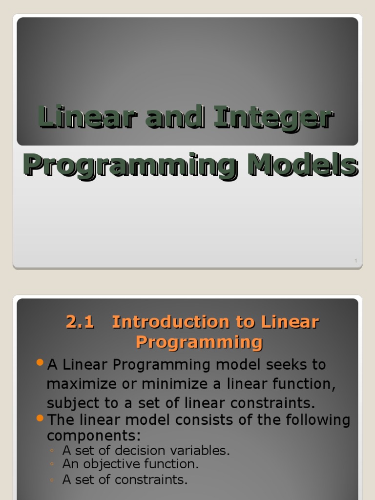 Linear and Integer Programming Models | PDF | Linear Programming ...