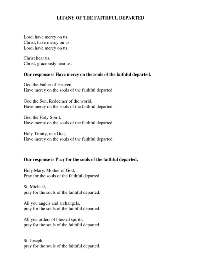 Litany of The Faithful Departed-1 | PDF | Mercy | Mary, Mother Of Jesus