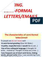 Writing. Semi-Formal Letters/Emails