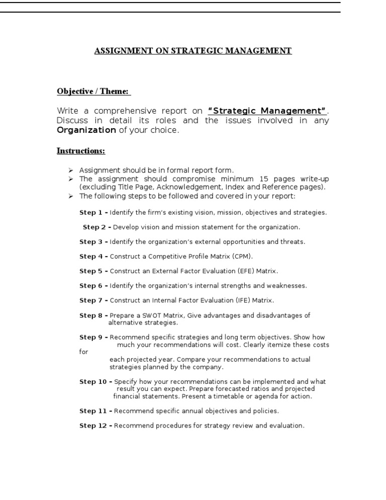 Assignment On Strategic Management | PDF | Career & Growth