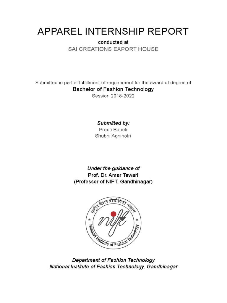 Apparel Internship Report Document PDF Dyeing Procurement
