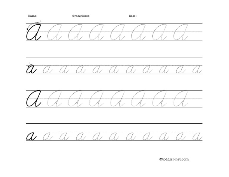 Cursive Tracing LetterA PDF