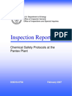 Inspection Report: Chemical Safety Protocols at The Pantex Plant