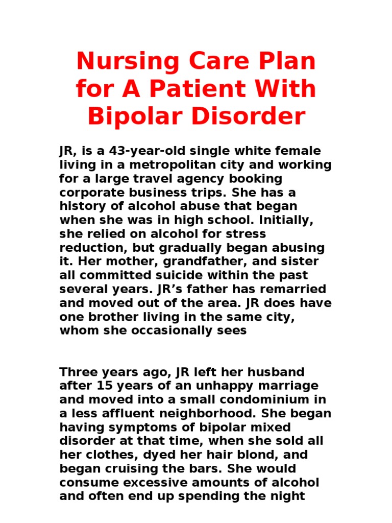 Nursing Care Plan for A Patient With Bipolar Disorder | Major