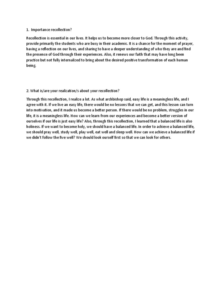 RECOLLECTION | PDF