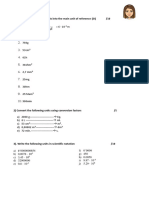 1) Convert The Following Units Into The Main Unit of Reference (SI) /10