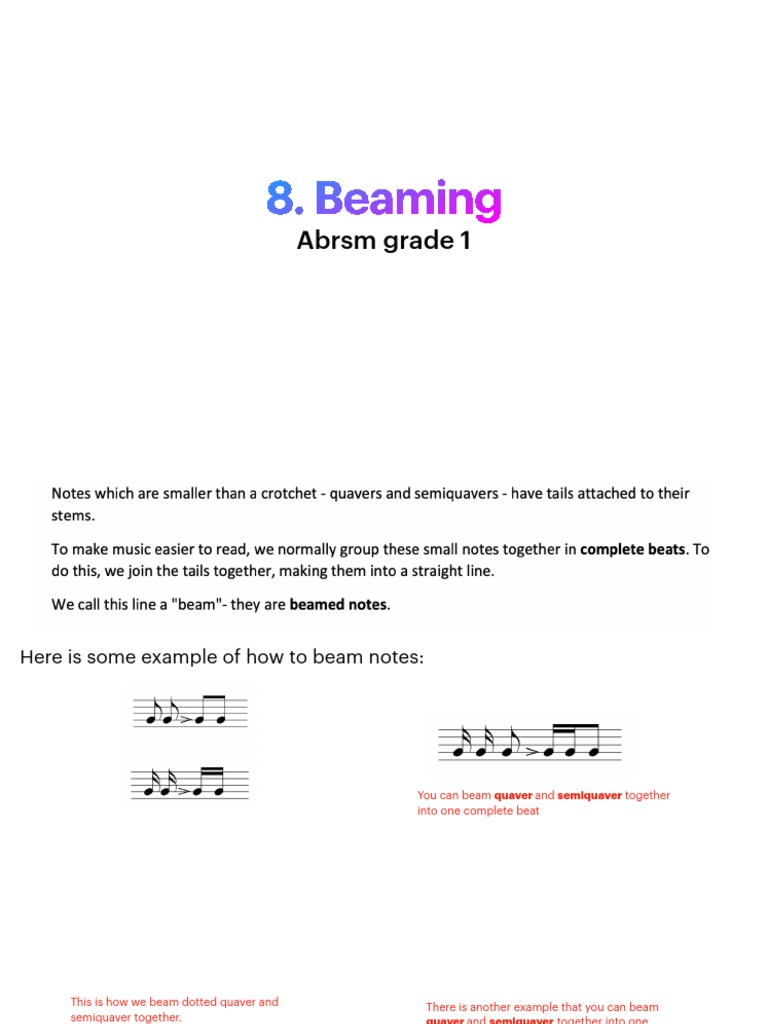 Beaming: Abrsm Grade 1 | PDF