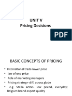 Unit V Pricing Decisions