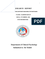 Research Report: Department of Clinical Psychology Submitted To: Sir Mohib