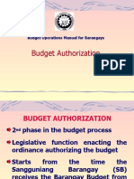 Budget Authorization: Budget Operations Manual For Barangays