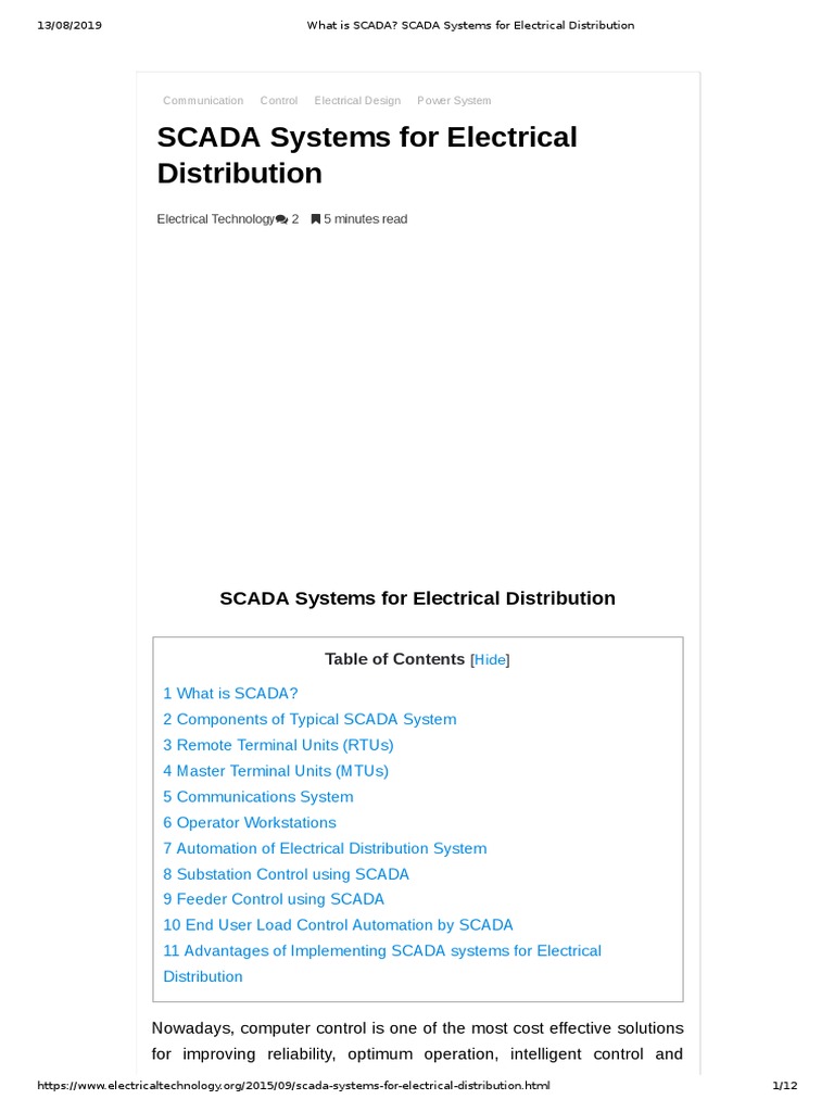 SCADA Systems for Electrical Distribution | PDF | Scada | Electrical ...