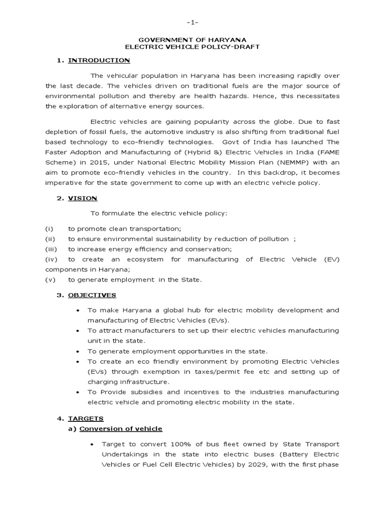 Electric Vehicle Policy - 2 | PDF | Electric Vehicle | Electric Car