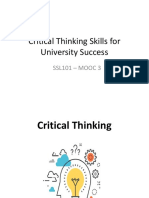 Critical Thinking Skills For University Success: SSL101 - MOOC 3
