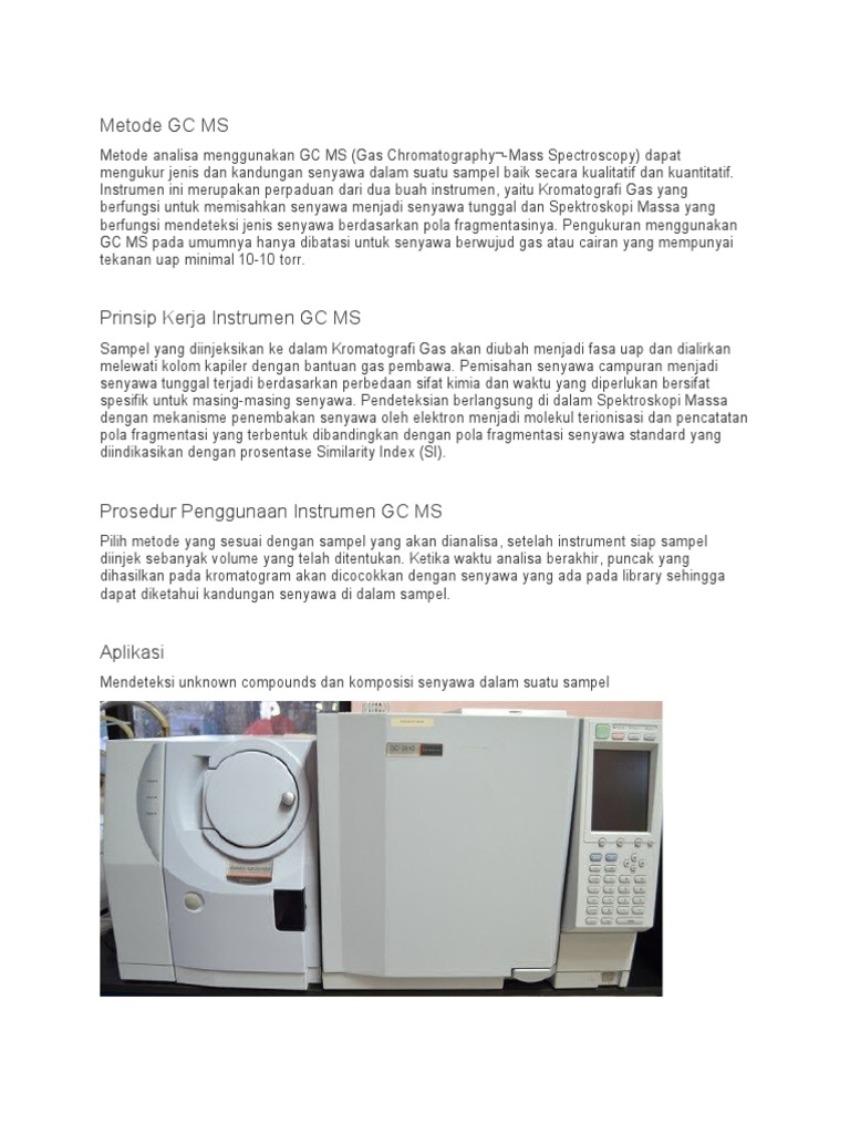 Metode GC MS | PDF | Teknologi & Rekayasa
