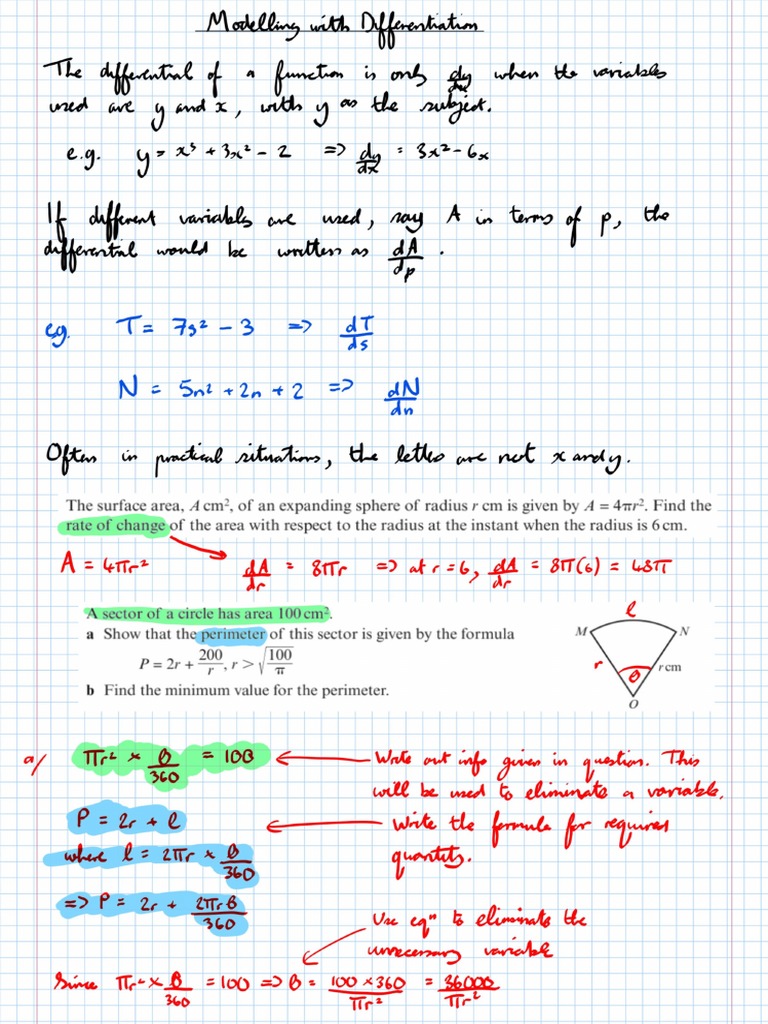 Practical Differentiation Problems Lesson Notes | PDF