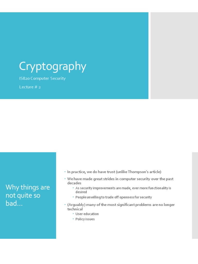 Cryptography: IS820 Computer Security Lecture # 2 | PDF | Cryptography ...