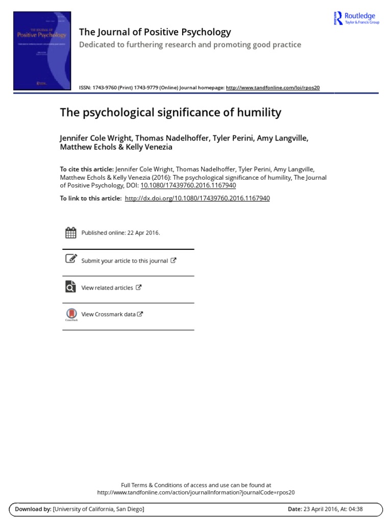 The Psychological Significance of Humility | PDF | Humility | Value ...
