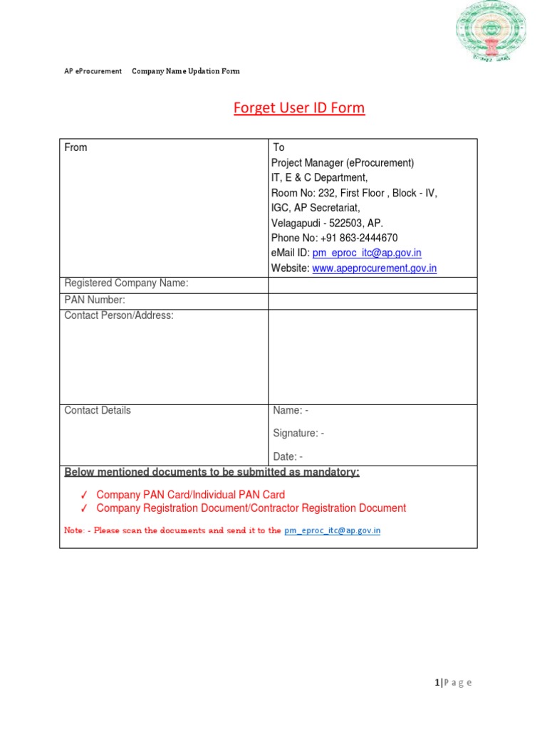 AP eProcurement Company Update Form | PDF